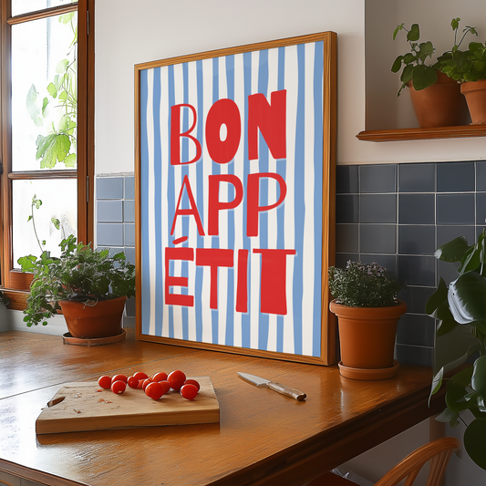 Bon Appetit Print (Red and Blue)