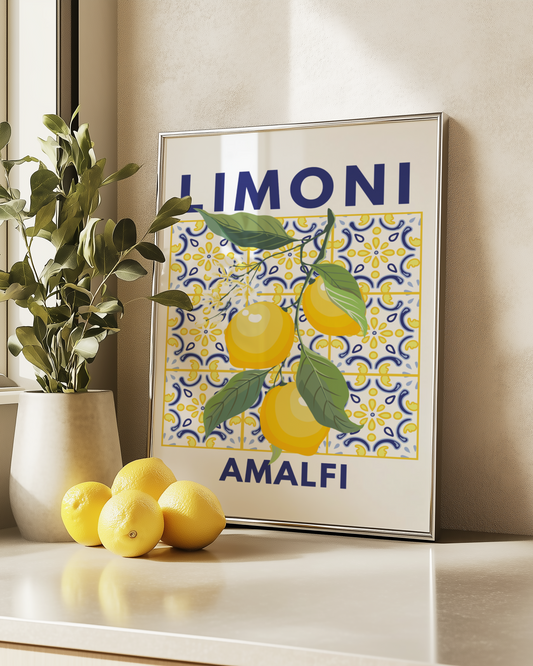 Limoni Amalfi Lemon Branch and Mosaic Tile Print