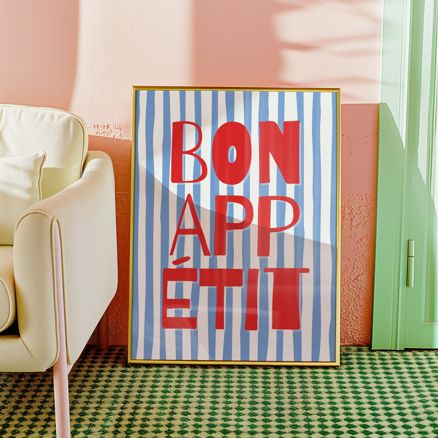 Bon Appetit Print (Red and Blue)