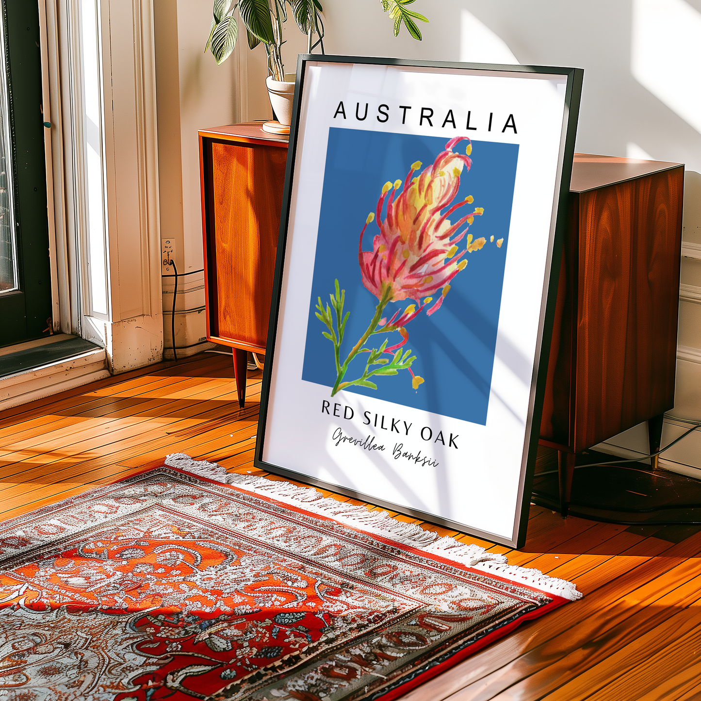 Australian Grevillea Red Silky Oak Print
