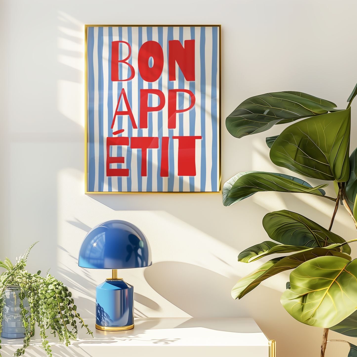 Bon Appetit Print (Red and Blue)