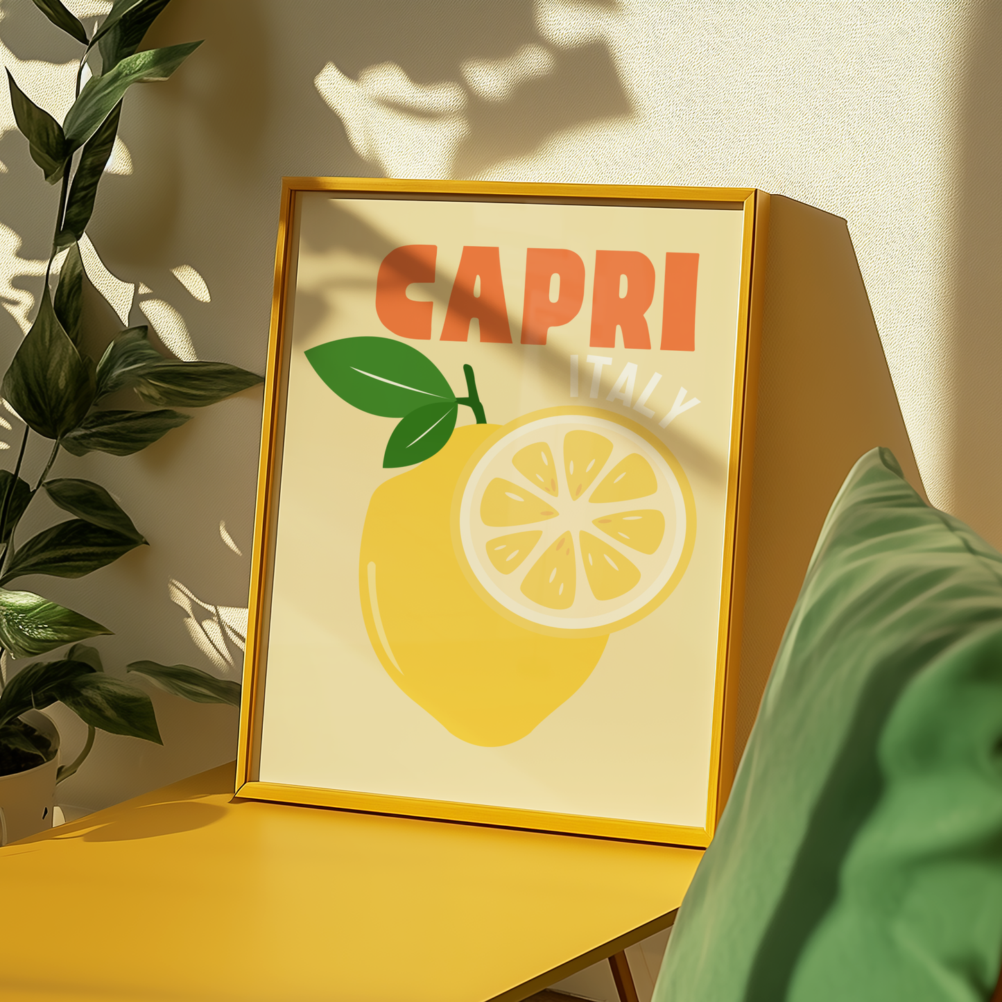 Capri Italy Lemon Print (Yellow)