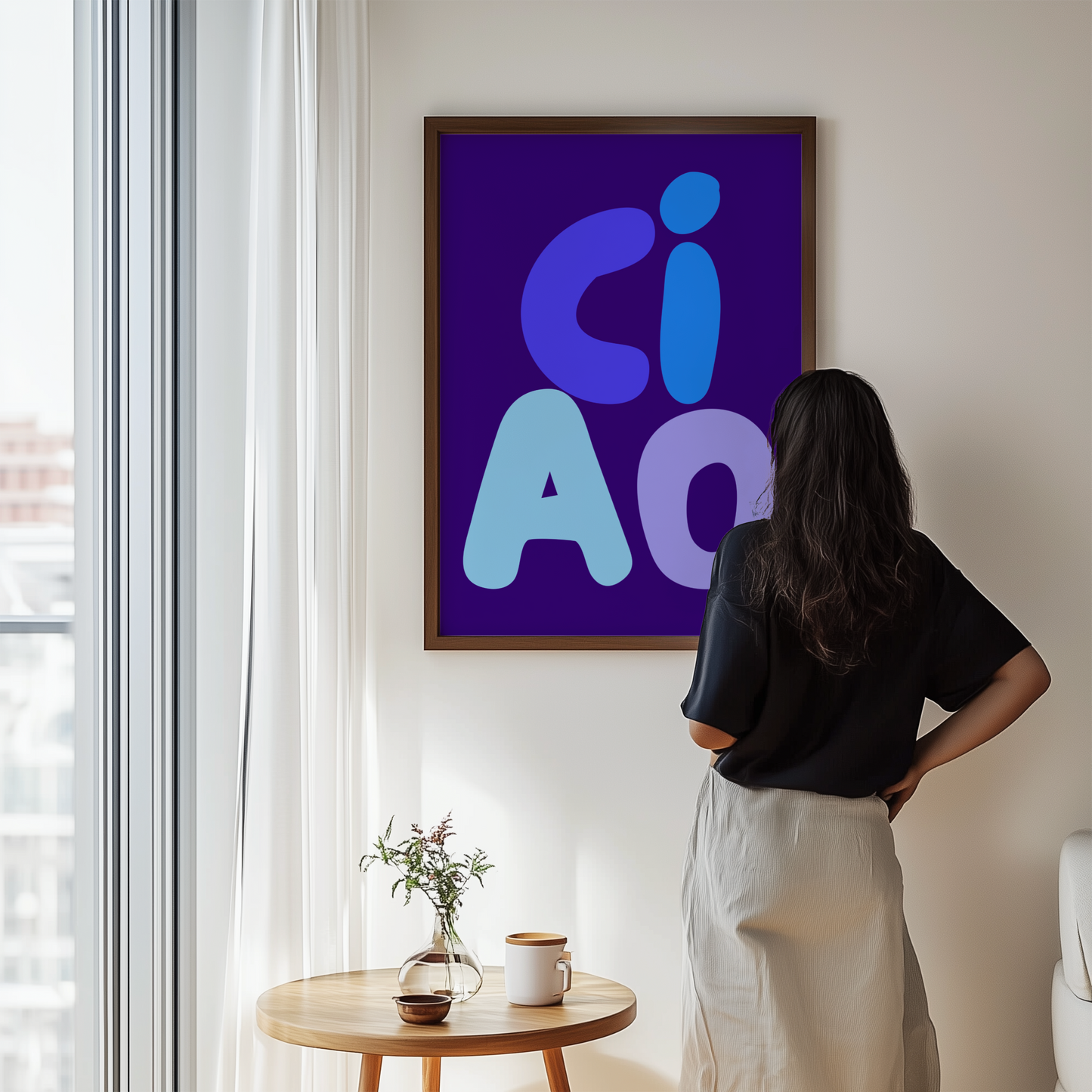 Ciao Blue Typography Poster Print