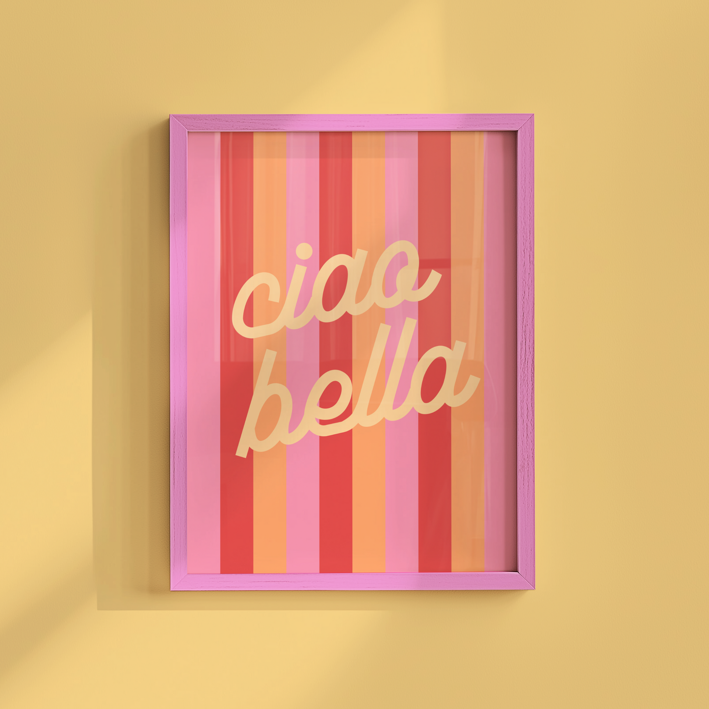 Ciao Bella on Striped Background Poster Print