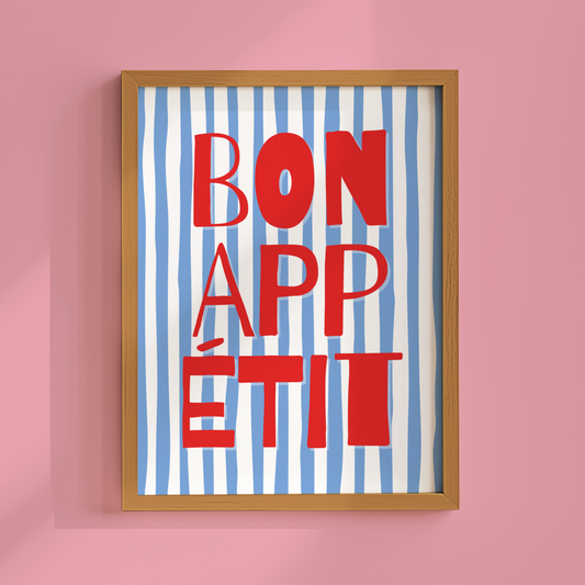 Bon Appetit Print (Red and Blue)