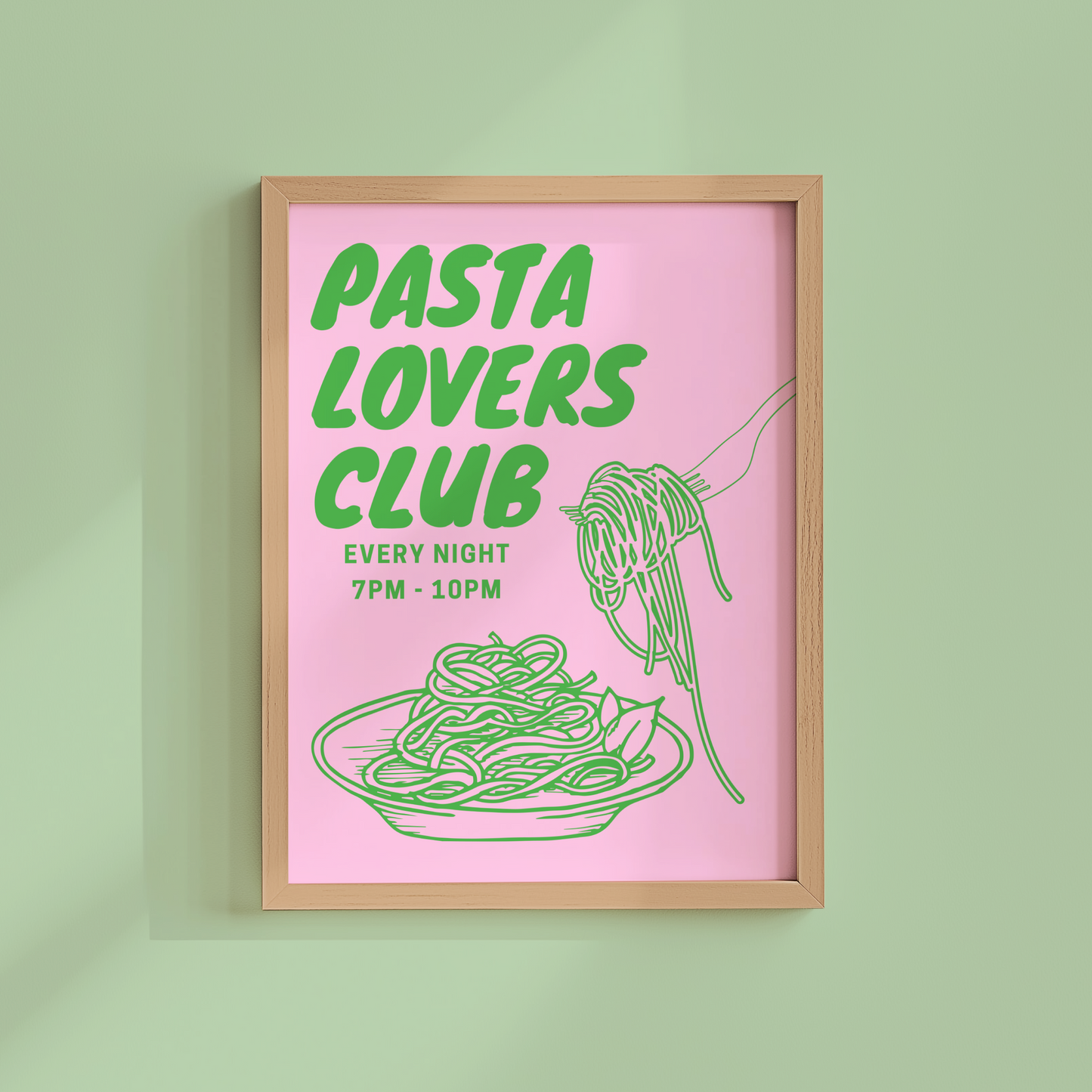 Pasta Lovers Club Print (Green and Pink)