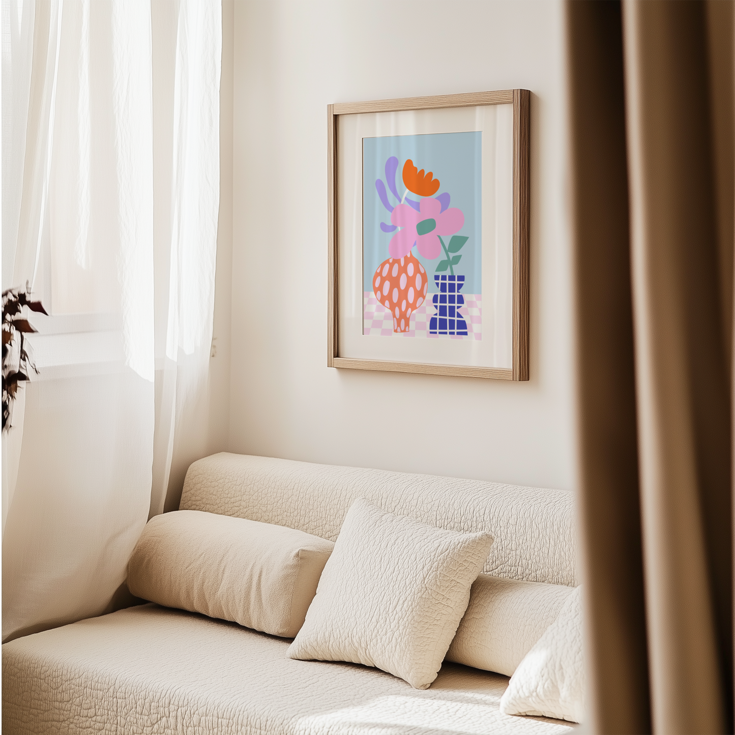 Abstract Vases and Flowers Poster Print