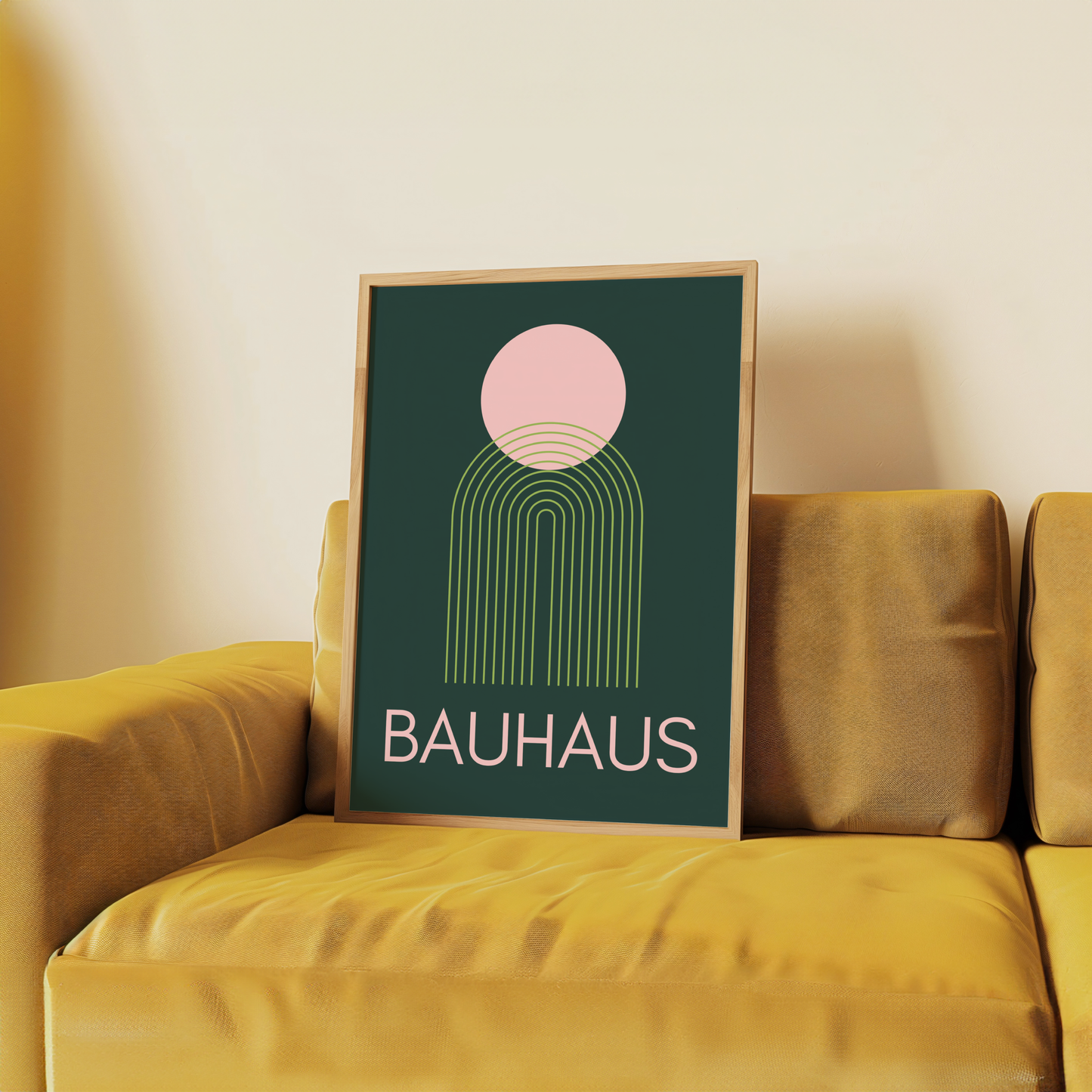 Bauhaus Geometric Print (Green and Pink)