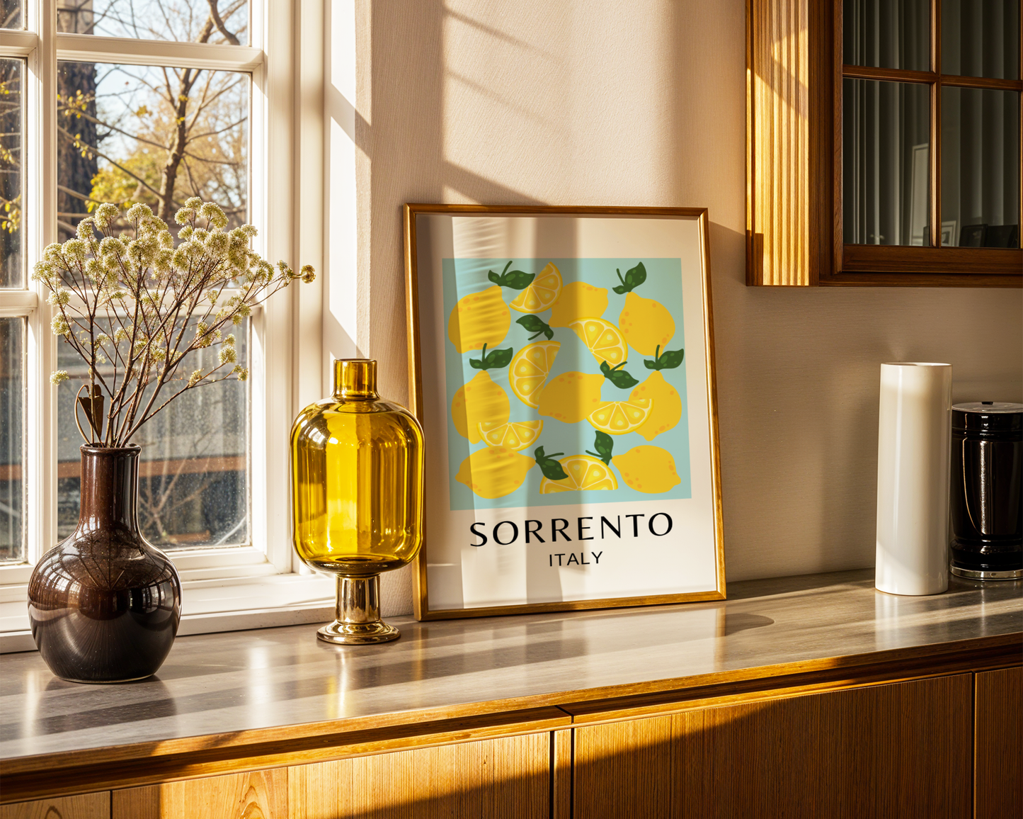 Sorrento Italy Lemons Print (Sky Blue)