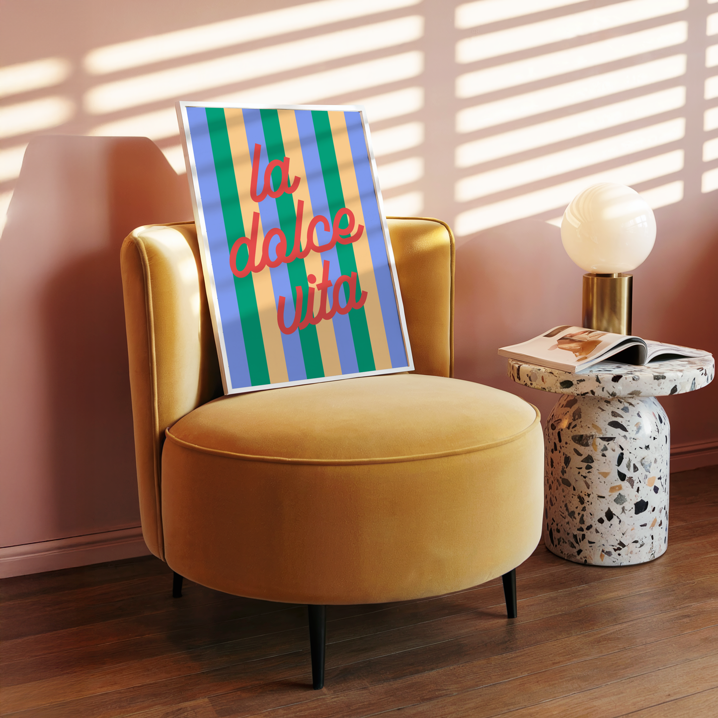 La Dolce Vita on Striped Background Poster Print