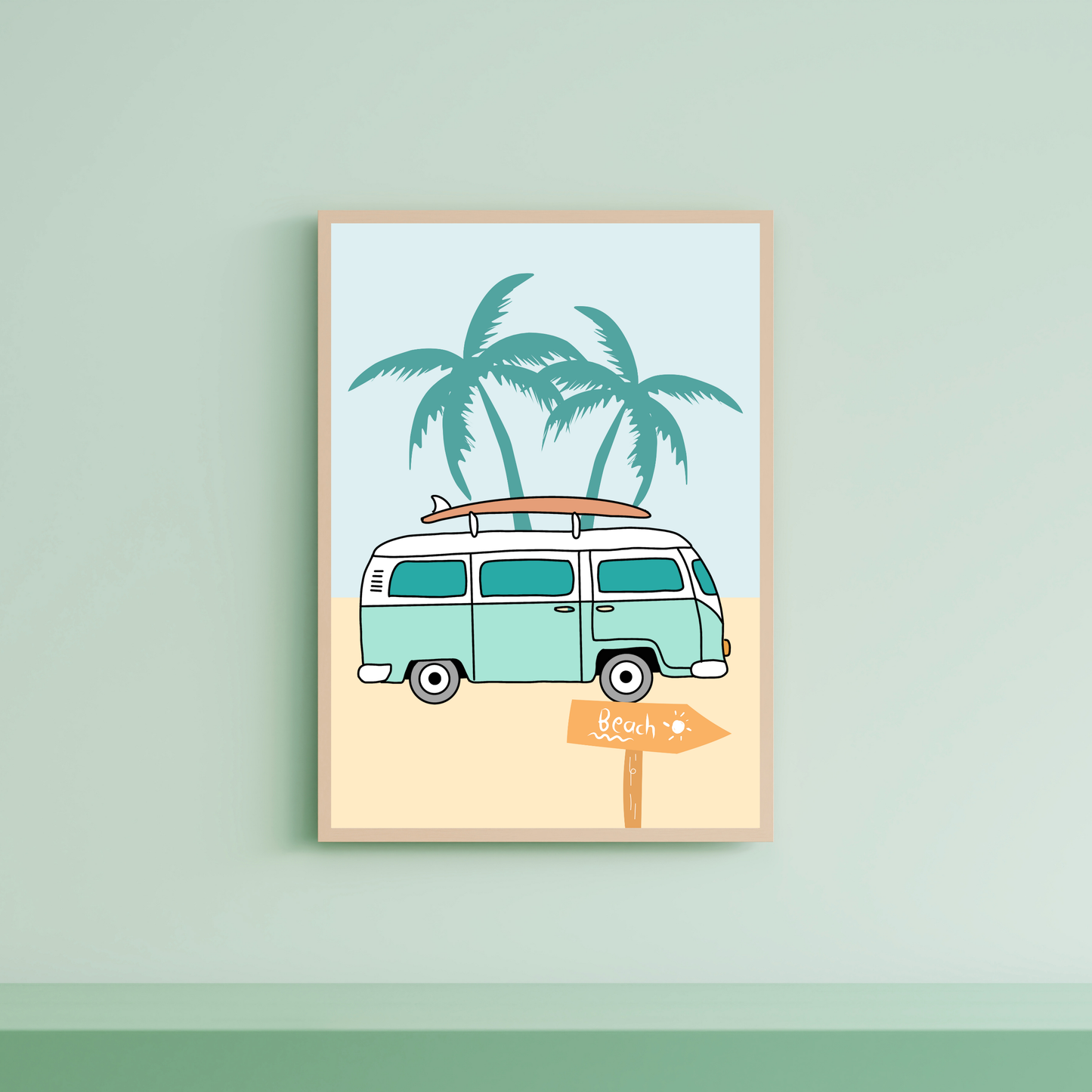 Kombi Van Beach Day Print