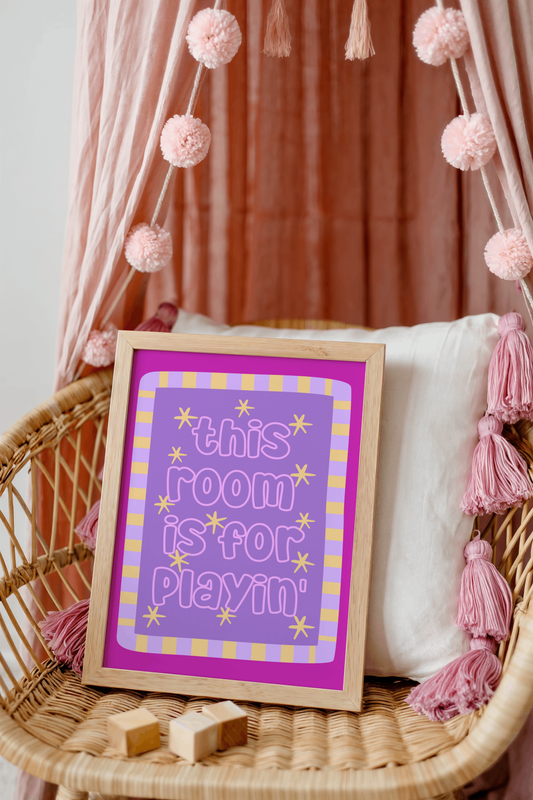 This Room Is For Playin' Poster Print (Pink/Purple)