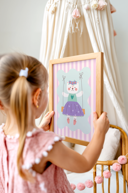Cat on Swing Poster Print