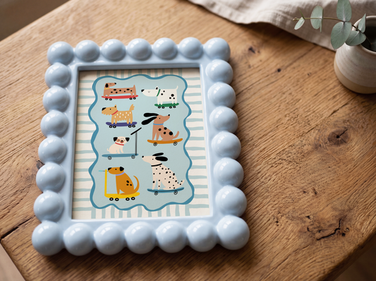 Dogs On Wheels (Blue) Poster Print