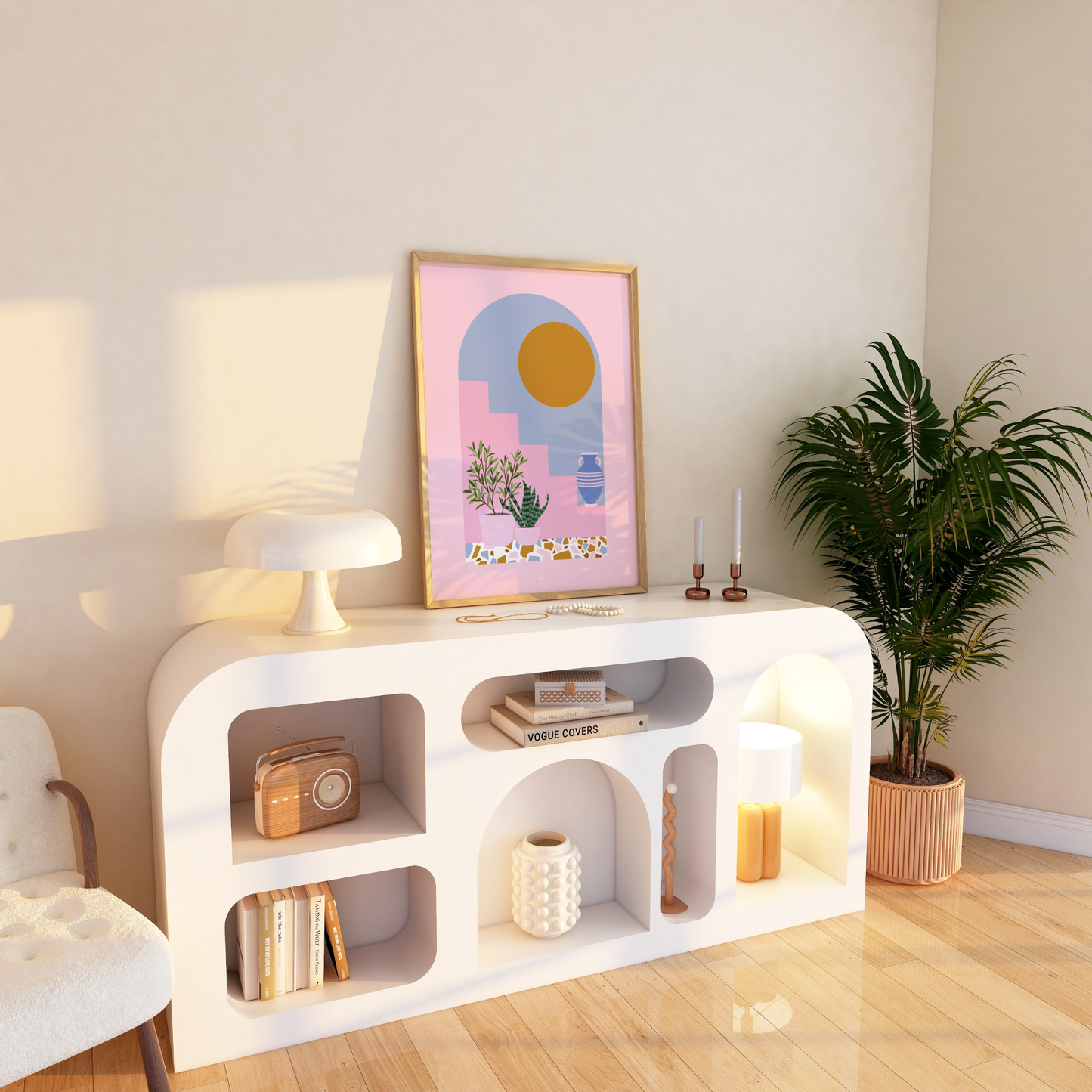 Bohemian Mediterranean Staircase and Sun Print
