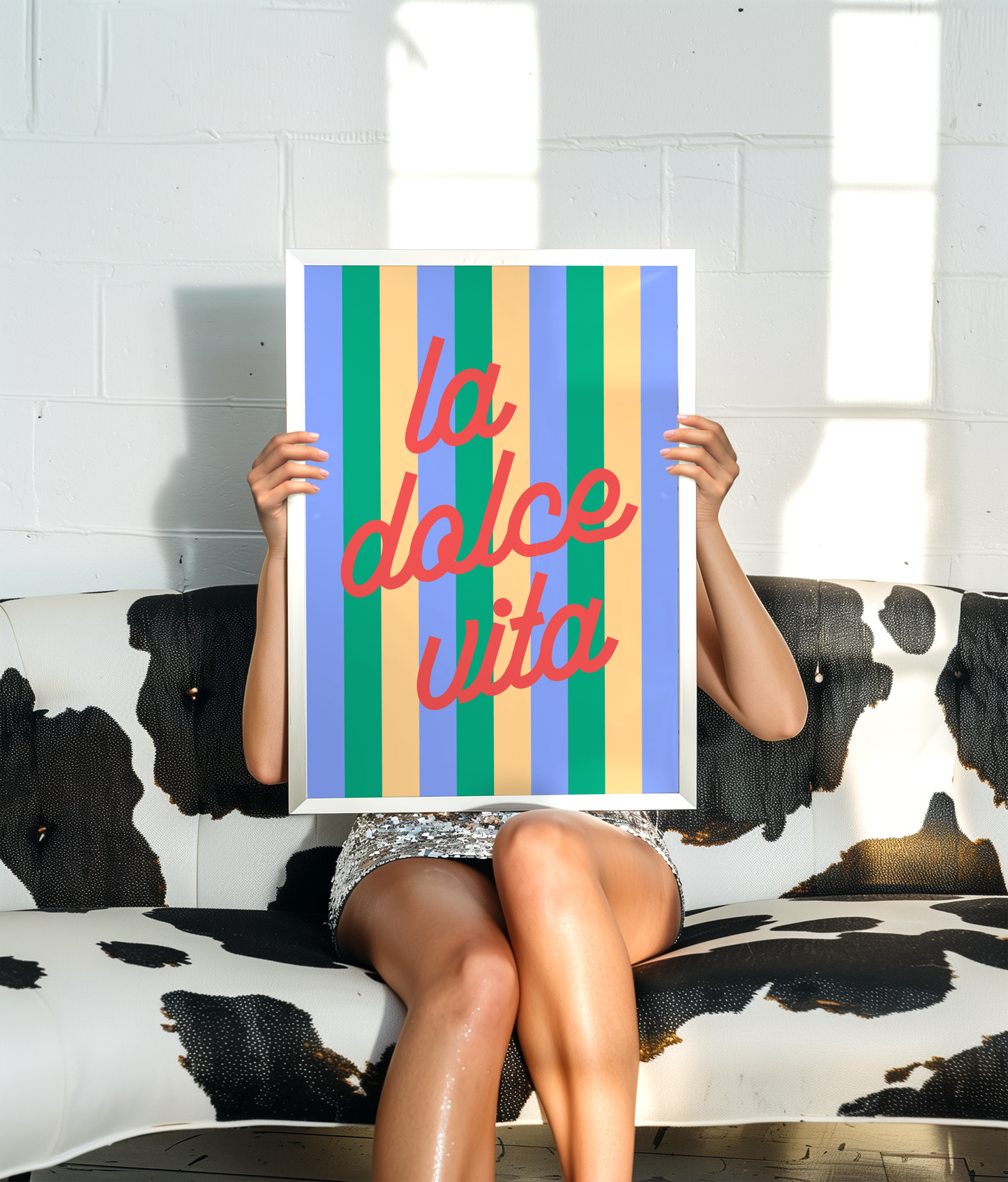 La Dolce Vita on Striped Background Poster Print
