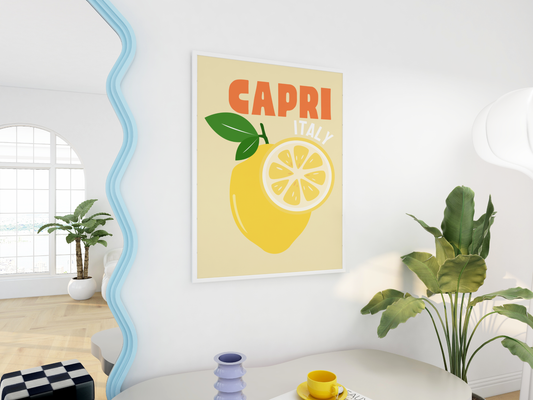 Capri Italy Lemon Print (Yellow)