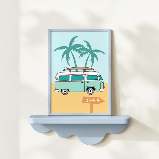 Kombi Van At The Beach Poster Print