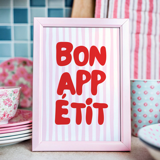 Bon Appetit (Pink & Red) Poster Print