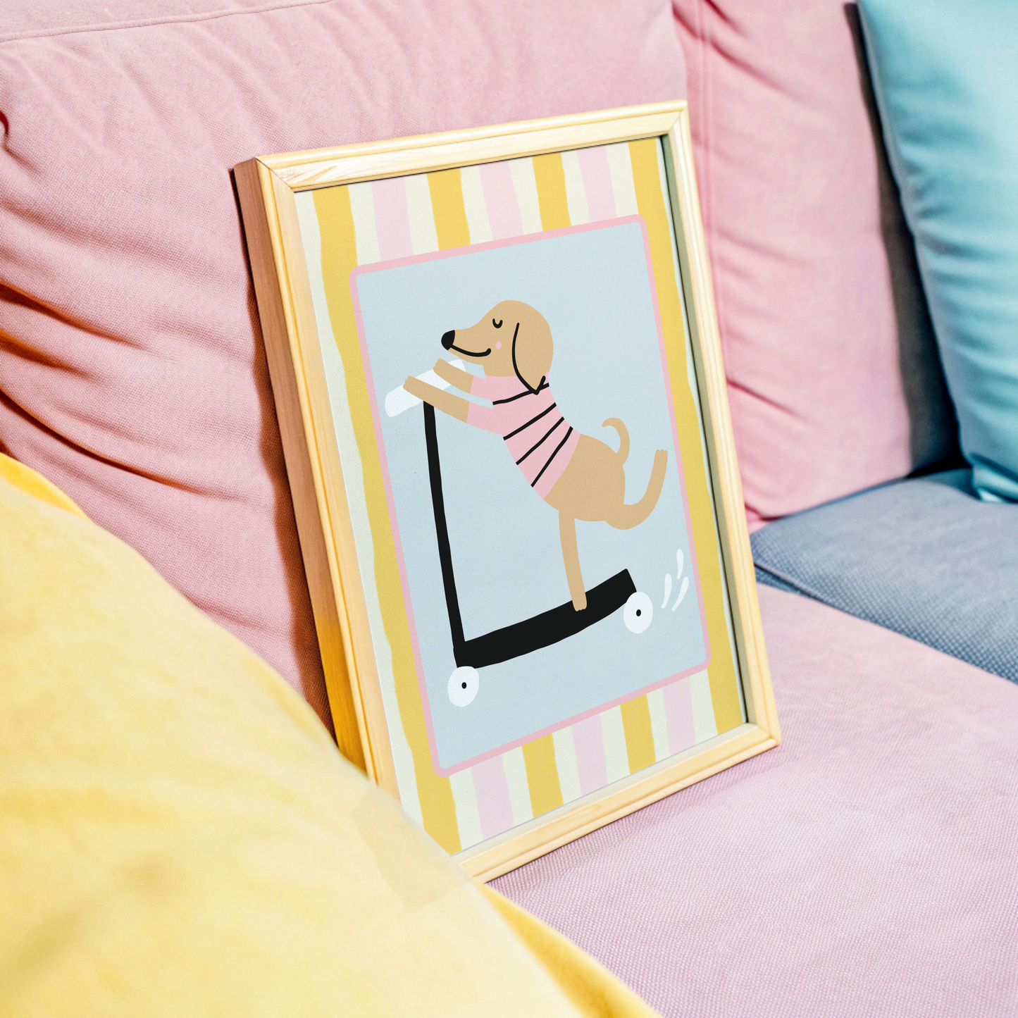 Dachshund on a Scooter Print