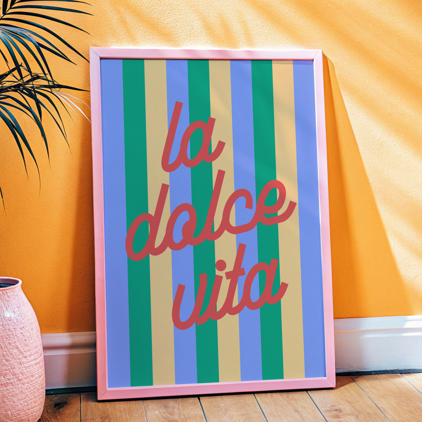 La Dolce Vita on Striped Background Poster Print
