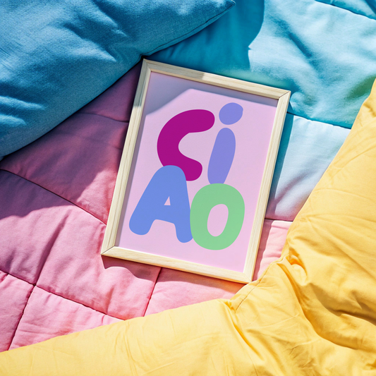 Ciao Colourful Typography Poster Print
