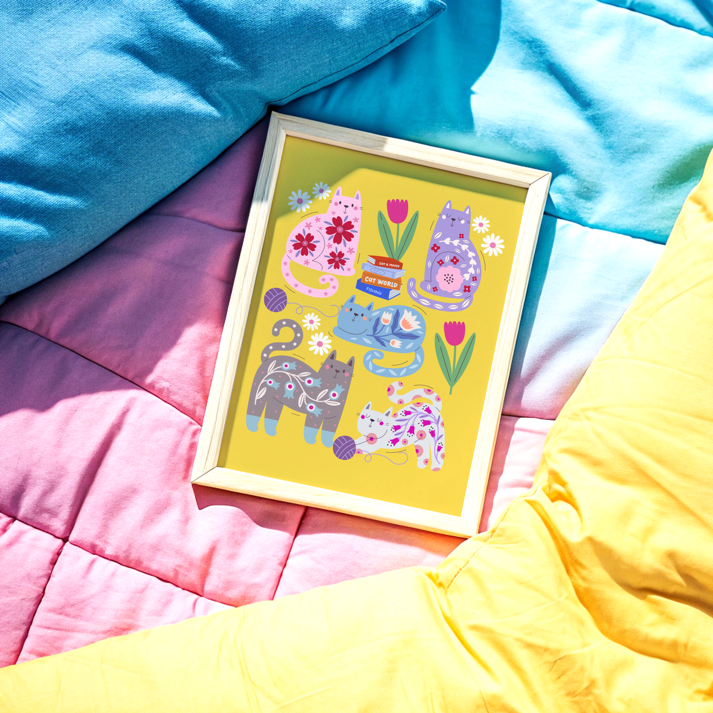 Floral Cat Poster Print