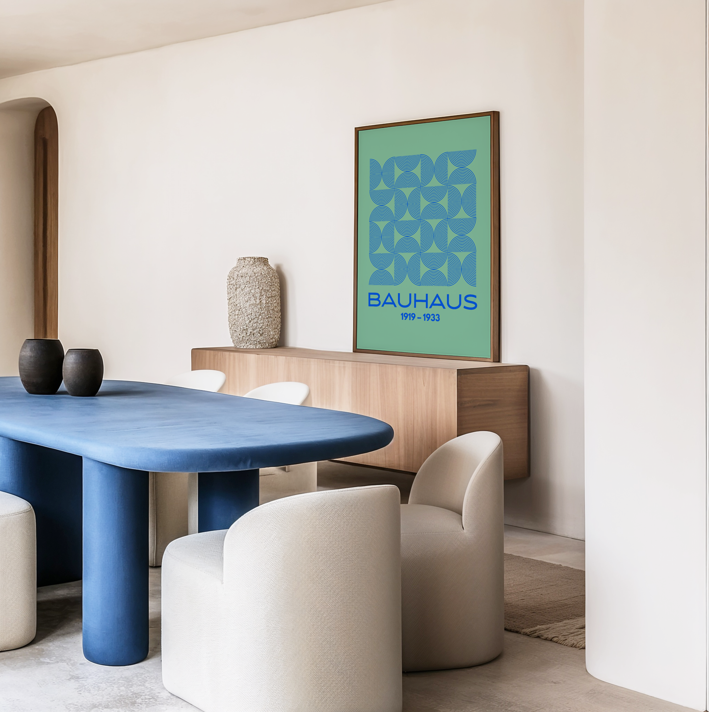 Bauhaus Geometric Print (Green and Blue)