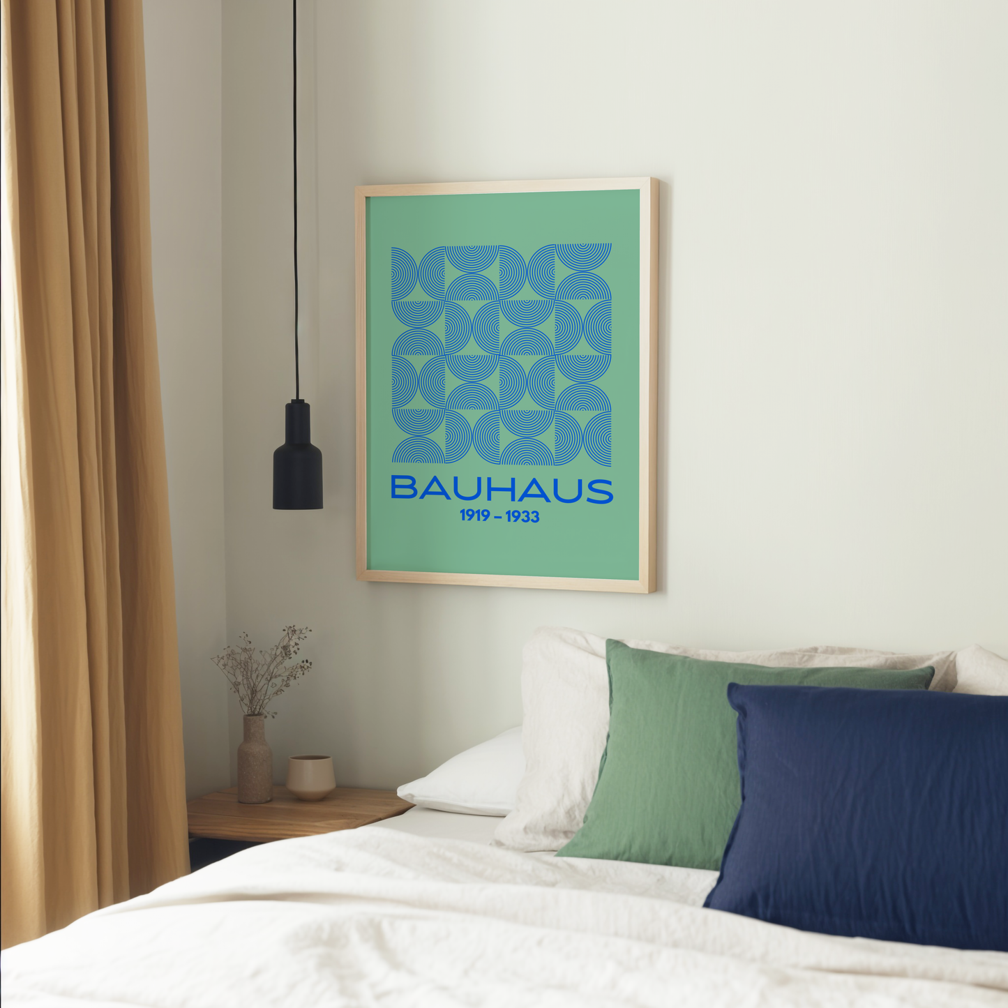 Bauhaus Geometric Print (Green and Blue)