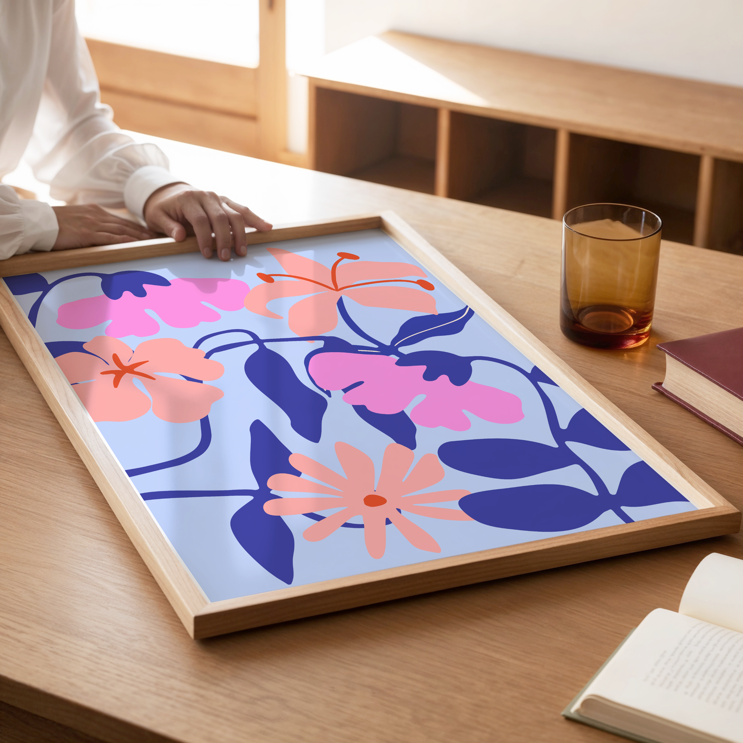 Orange and Pink Flowers Poster Print