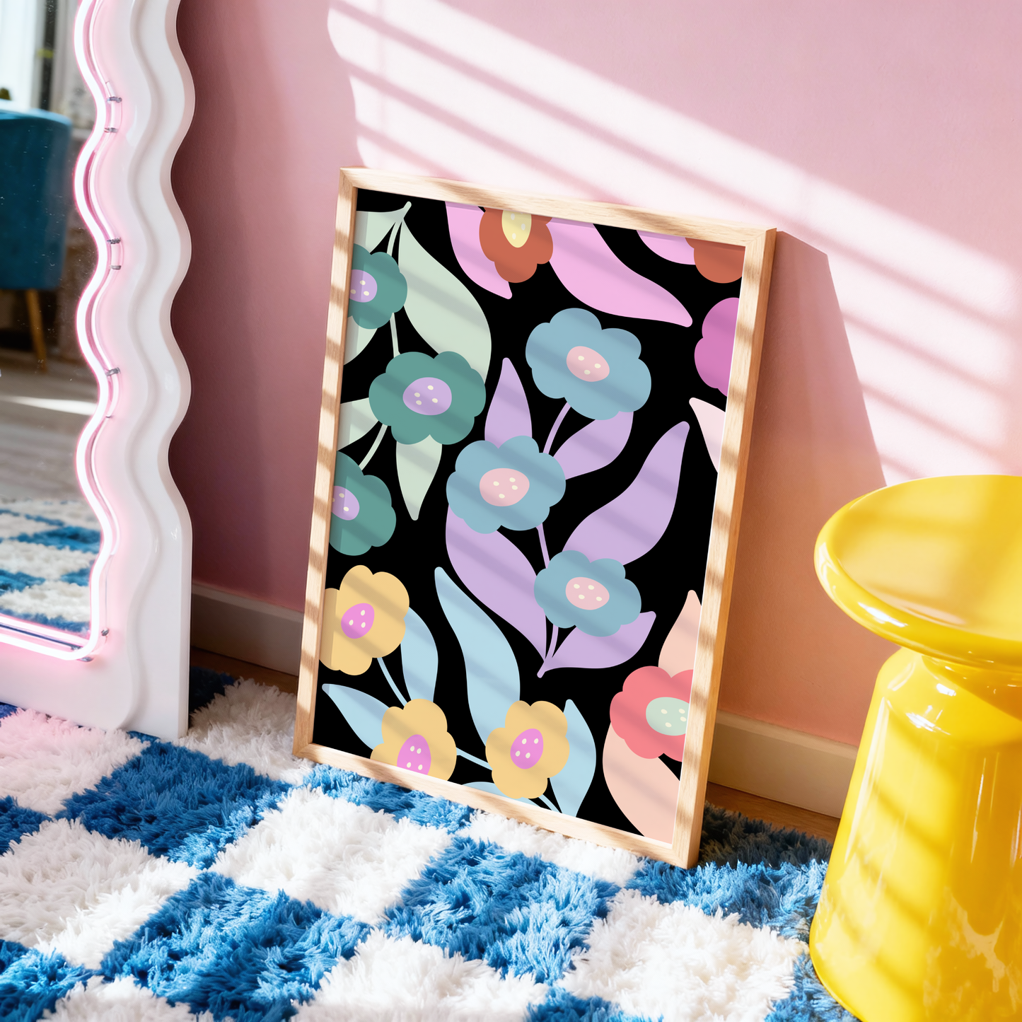 Boho Floral Pattern Poster Print