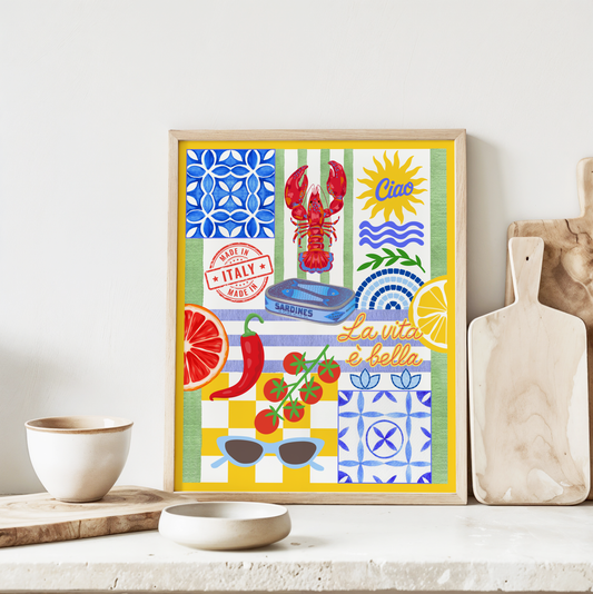 Italian Summer Patchwork Poster Print