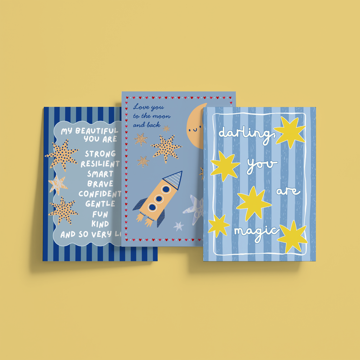 Darling You Are Magic (Blue Stripes) Poster Print