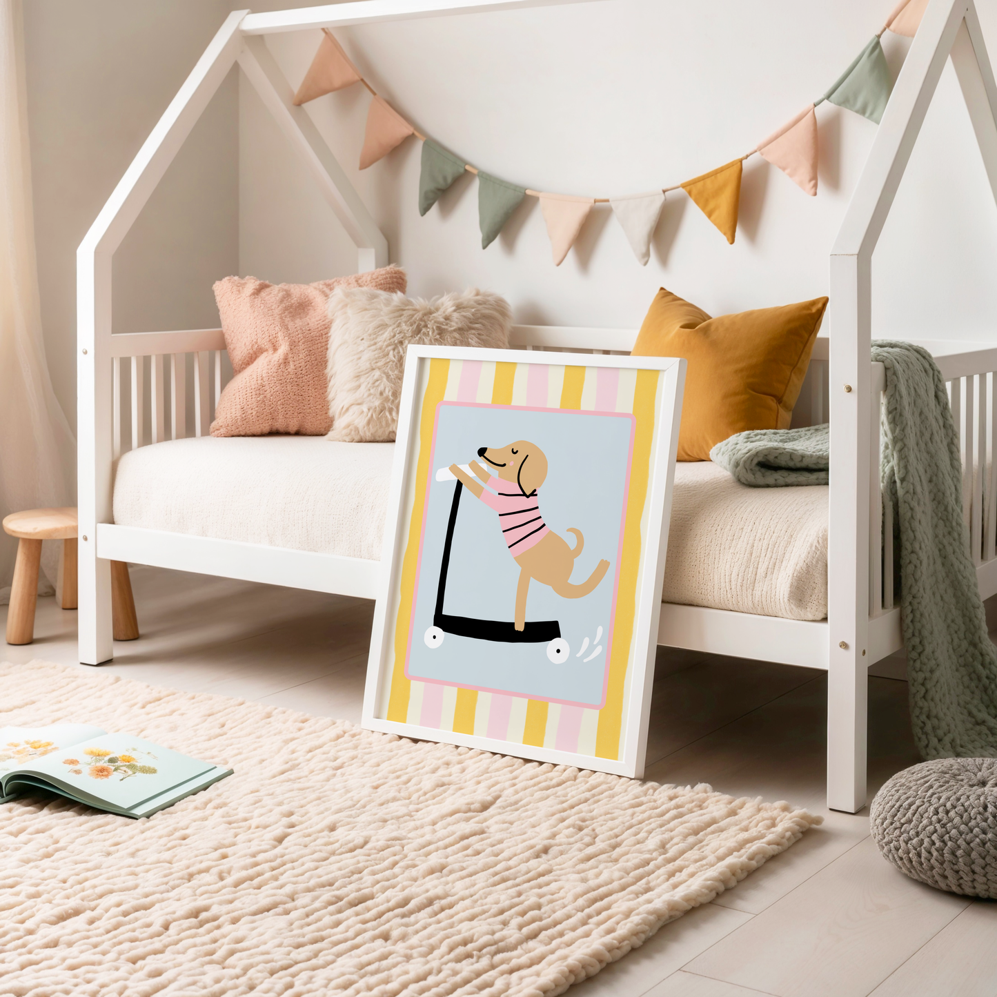 Dachshund on a Scooter Poster Print