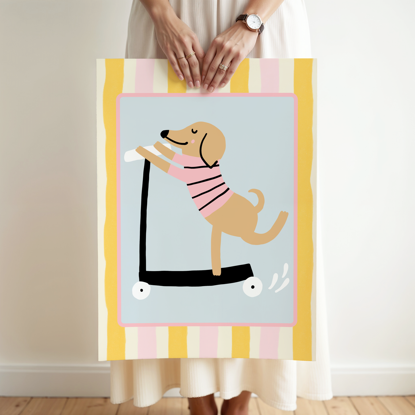 Dachshund on a Scooter Print