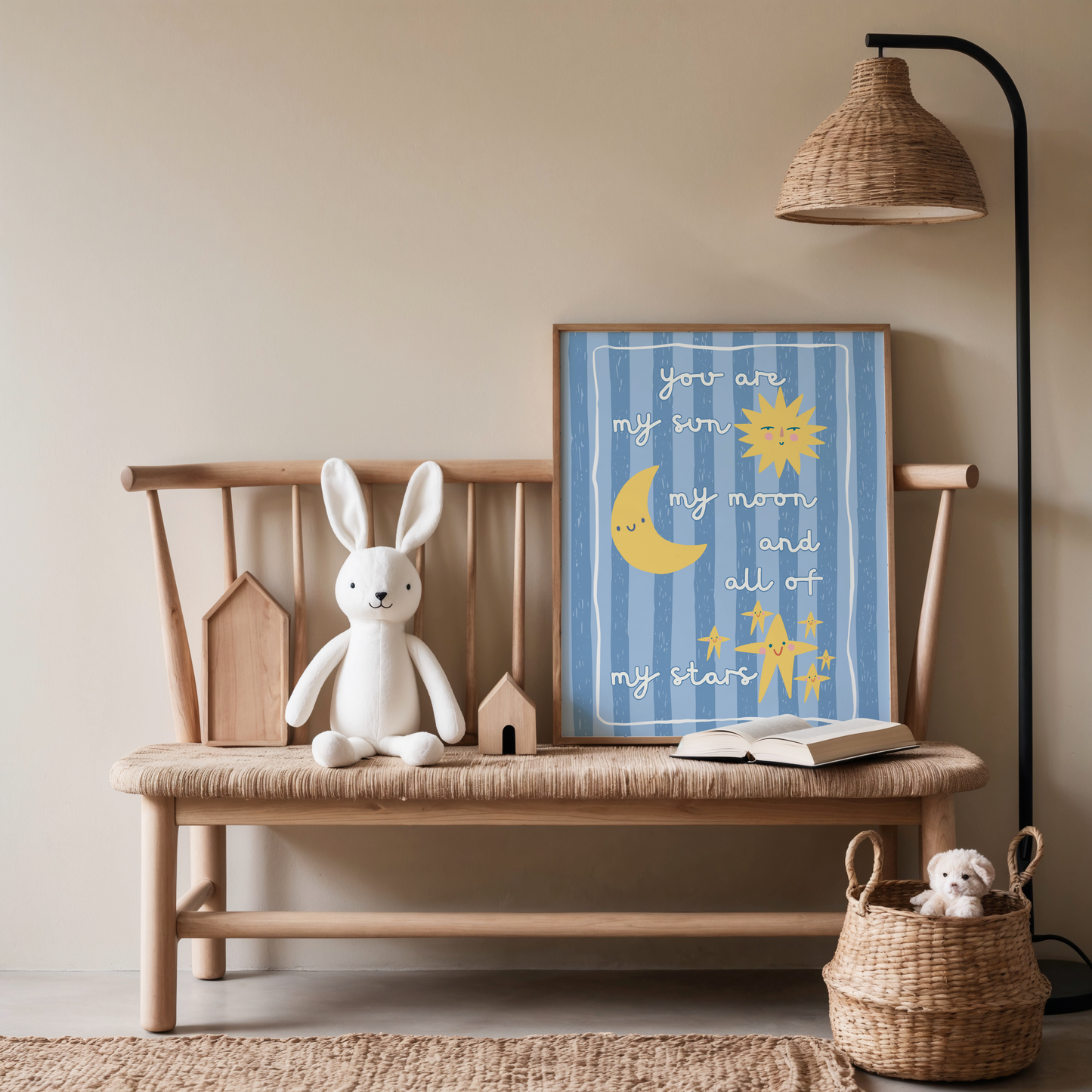 You Are My Sun, My Moon and All of My Stars Poster Print (Blue Stripes)