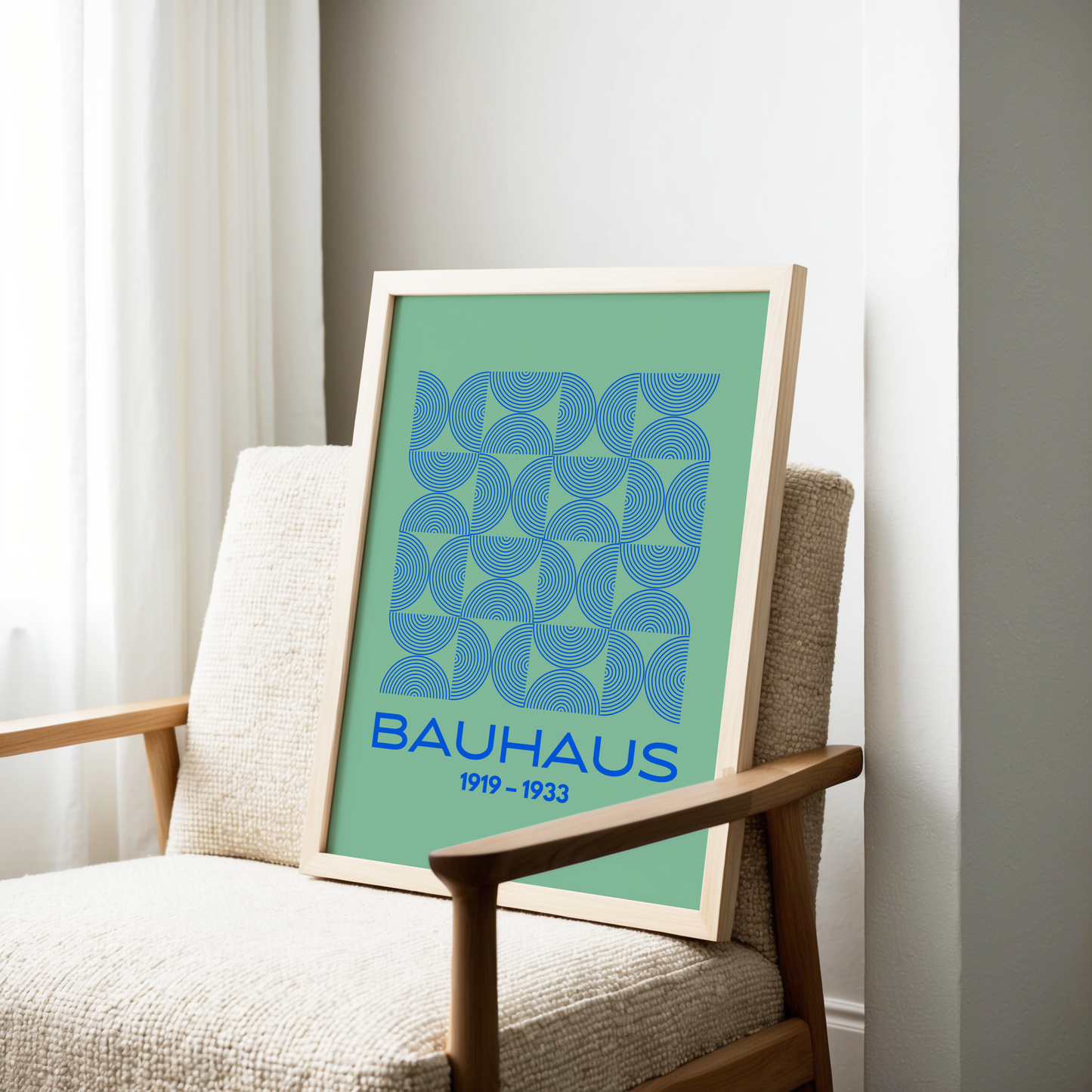 Bauhaus Geometric Print (Green and Blue)