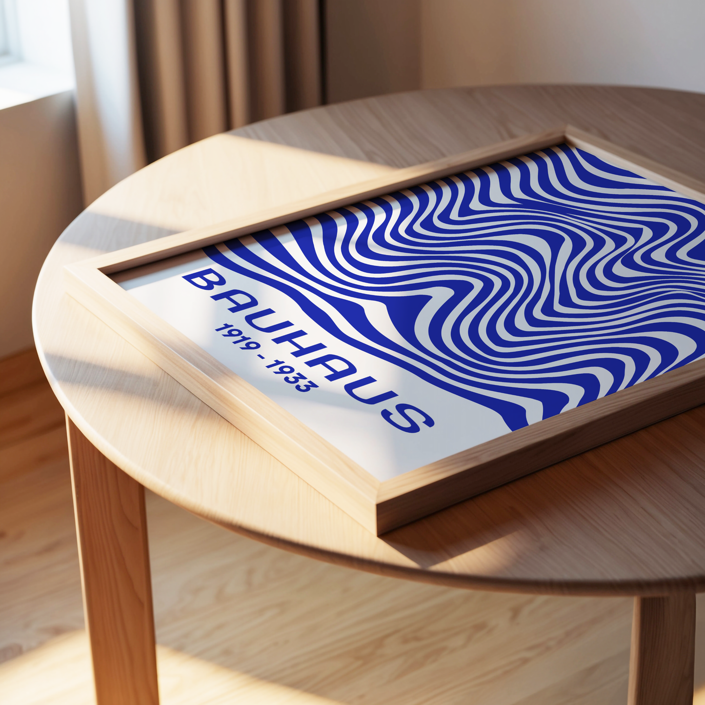 Bauhaus Blue Waves Poster Print