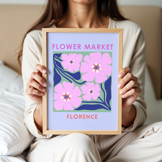Flower Market Florence Poster Print