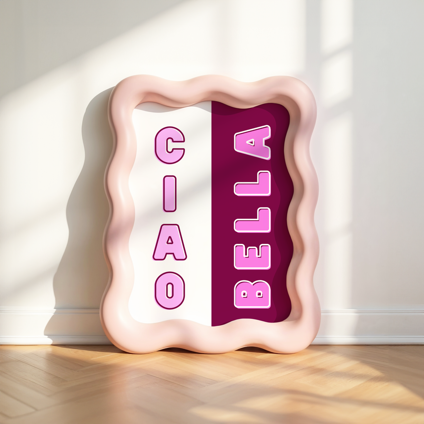 Ciao Bella Print (Merlot Pink and White)