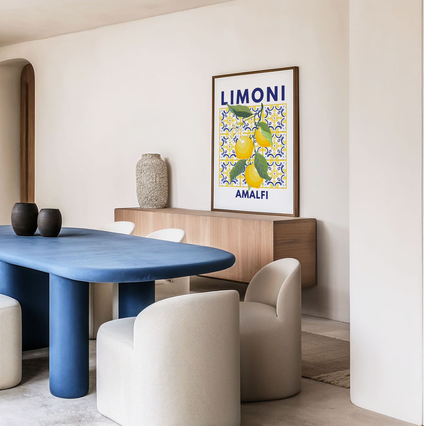 Limoni Amalfi Lemon Branch on Mosaic Tiles Poster Print
