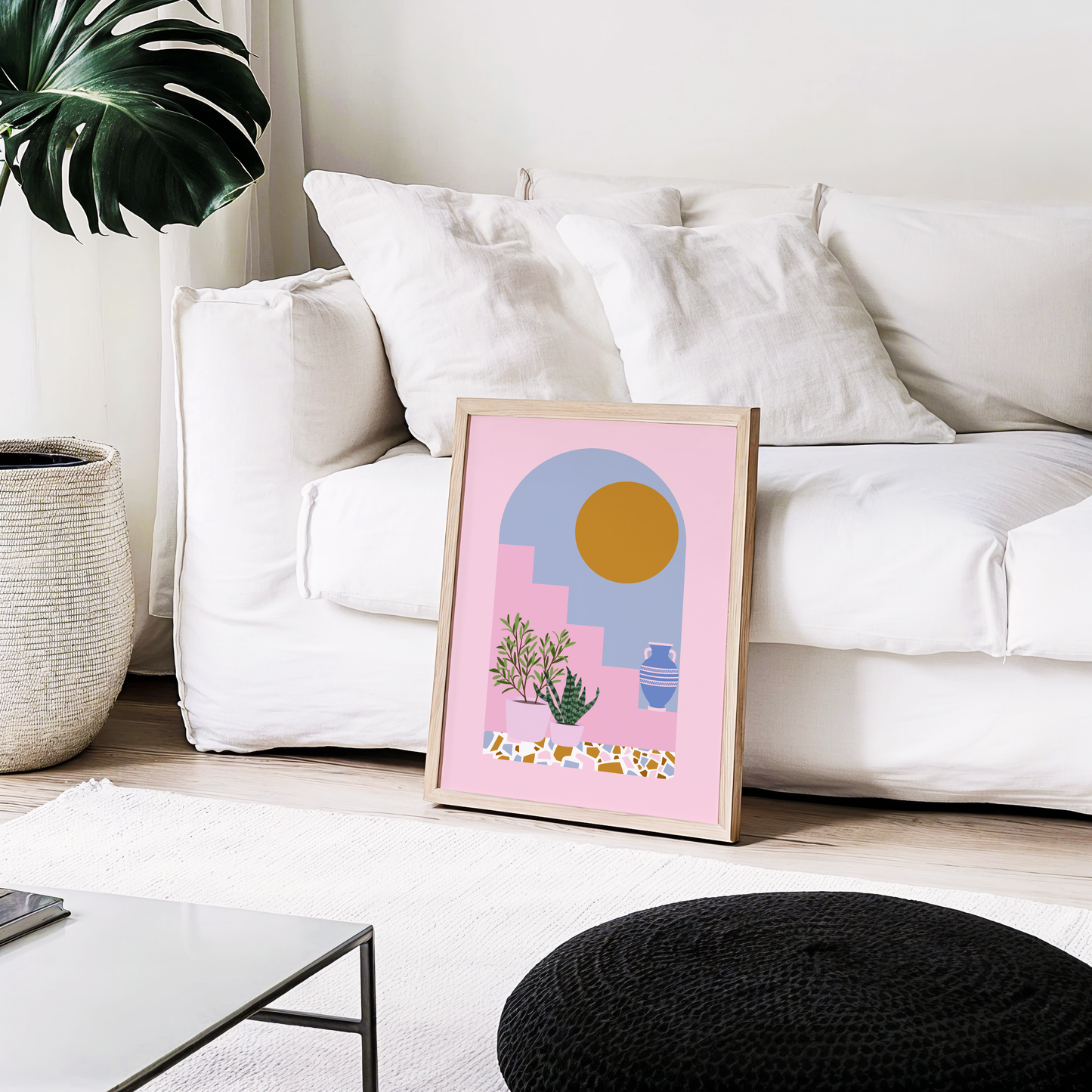Bohemian Mediterranean Staircase and Sun Print