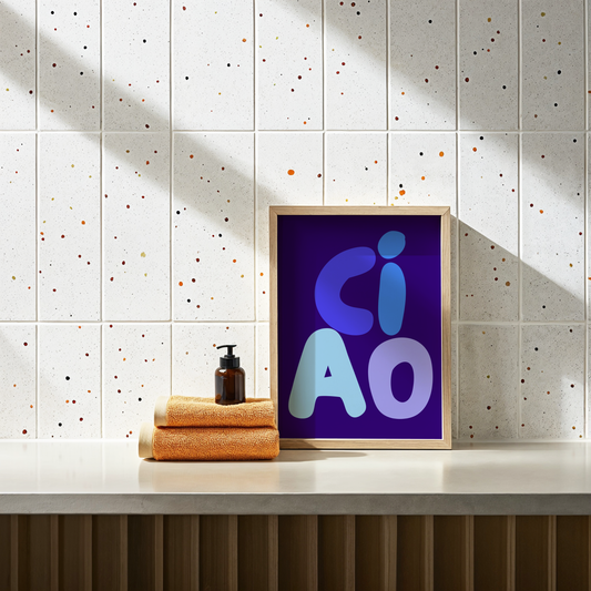 Ciao Blue Typography Poster Print