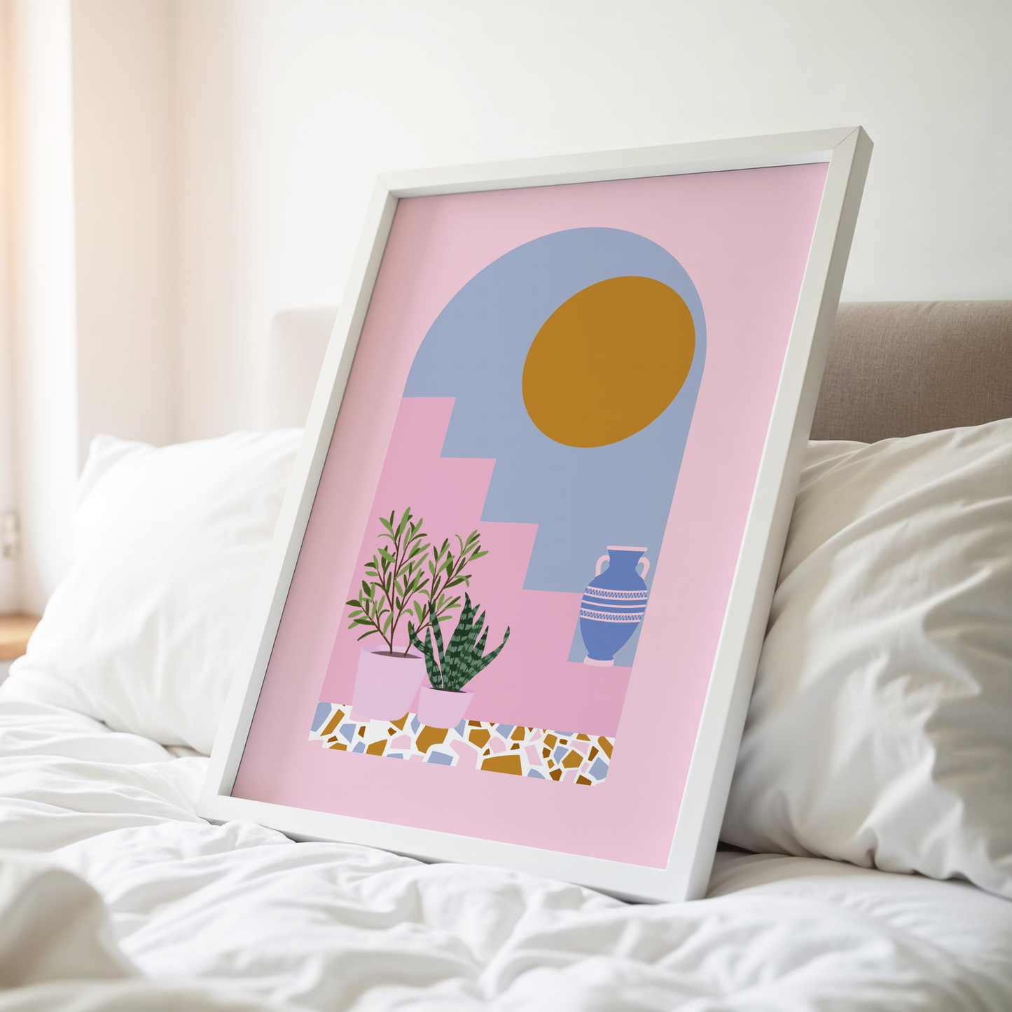 Bohemian Mediterranean Staircase and Sun Print