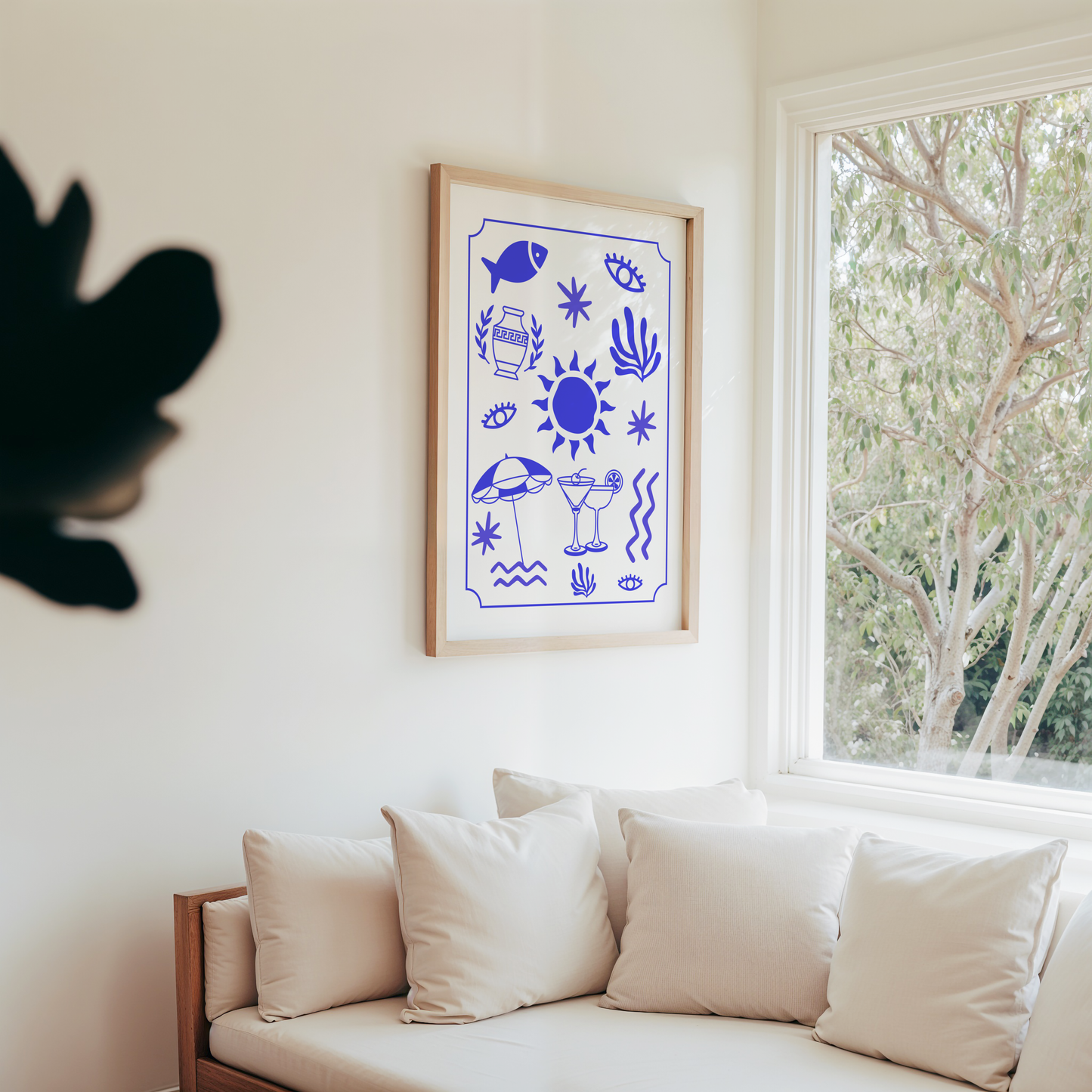 Greek Inspired Summer Motifs Print (Blue and White)