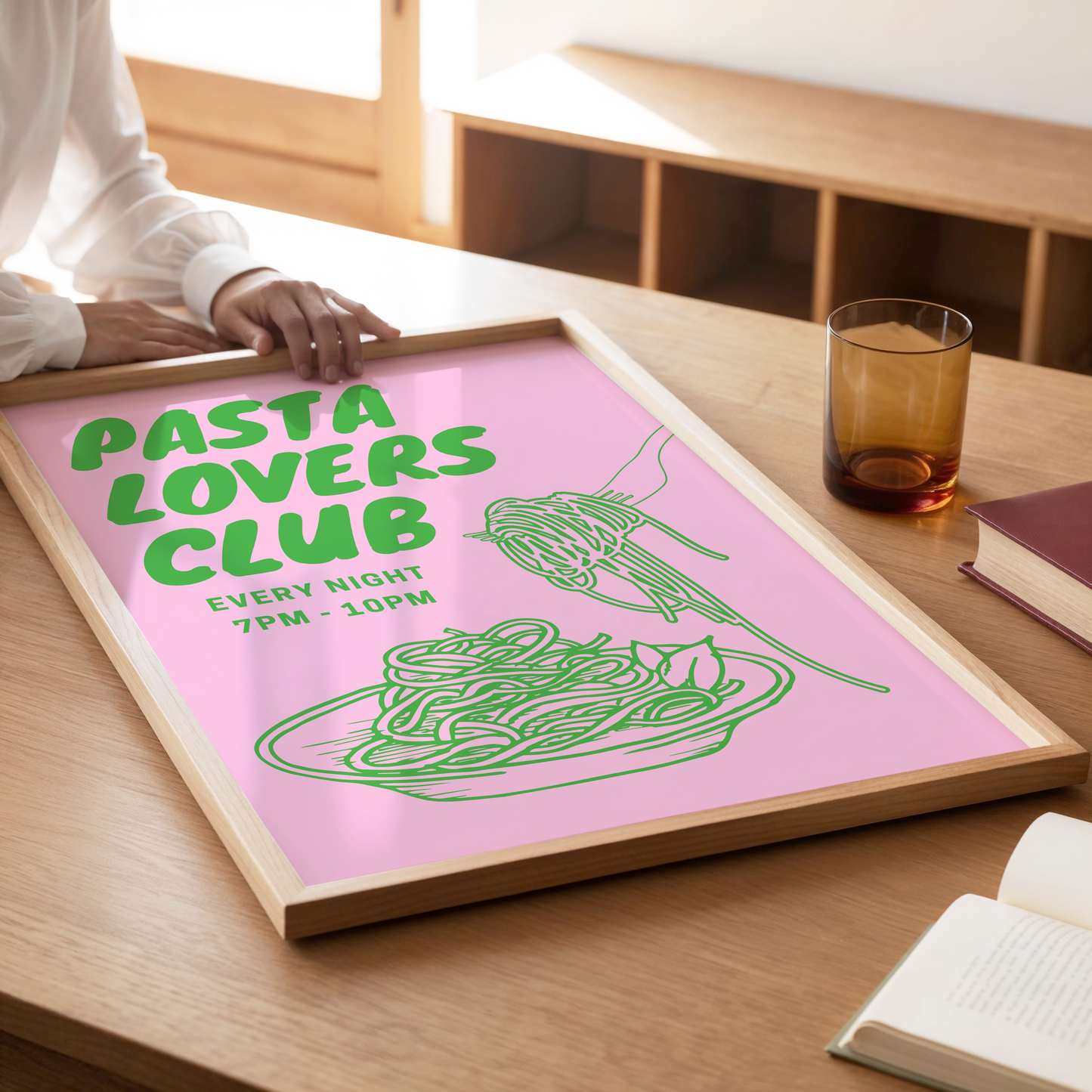 Pasta Lovers Club Print (Green and Pink)