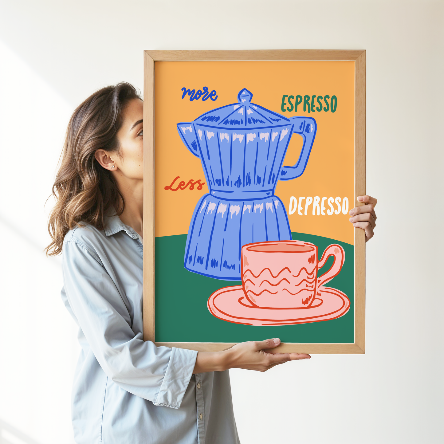 More Espresso Less Depresso Poster Print