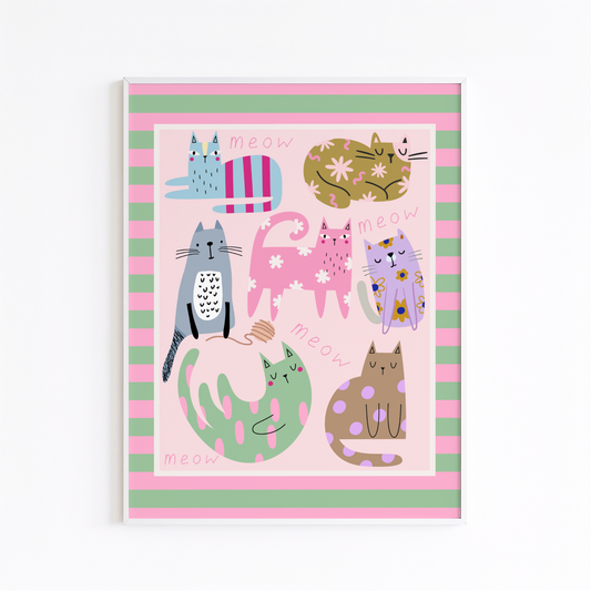 Colourful Cats Poster Print