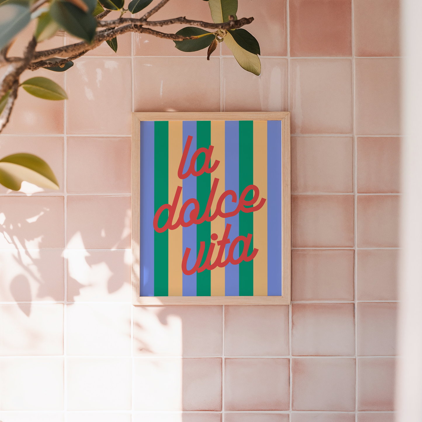 La Dolce Vita on Striped Background Poster Print