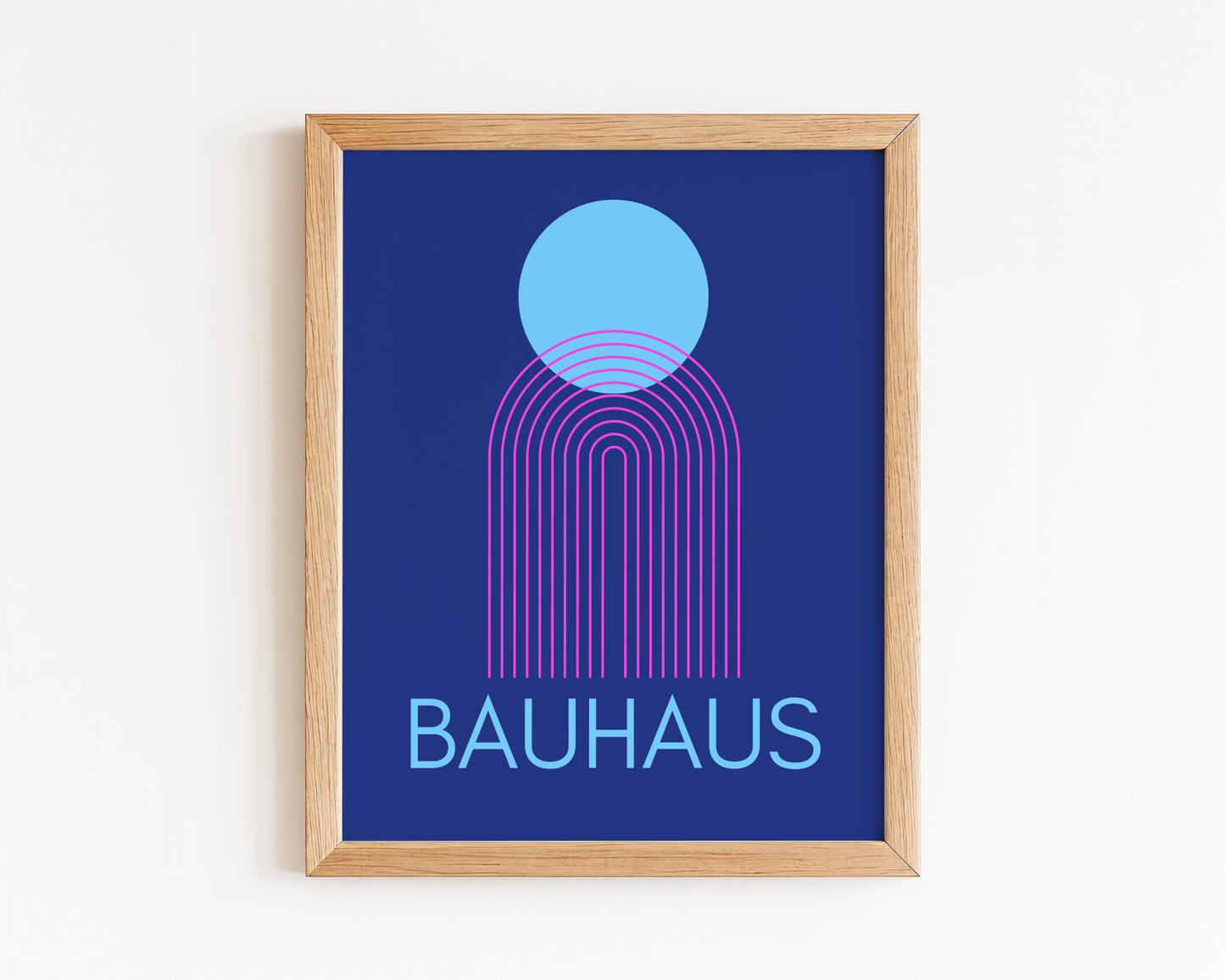 Bauhaus Geometric Poster Print (Blue and Pink)